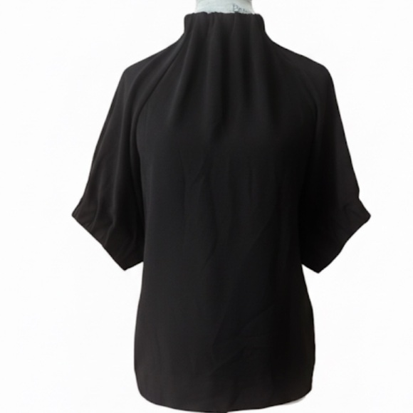 OAK Tops - OAK Classic High Neck Crepe Black Blouse Size Small EUC!